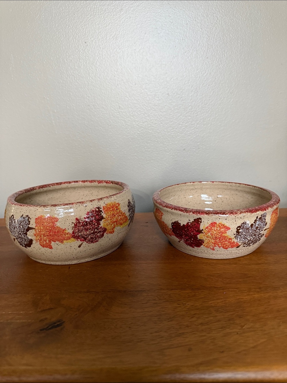 Vintage Liberty Pottery Handmade Ceramic Fall Leaf Serving Bowls - Multicolor!